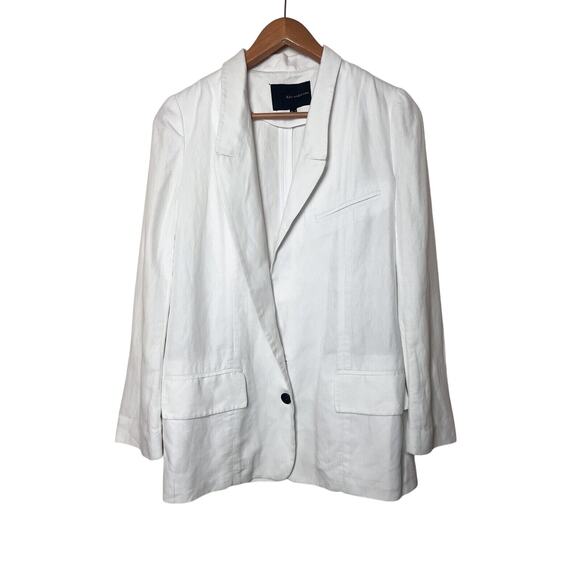 Kai-aakmann Women’s Sz Medium White Cotton Flax Blazer Jacket - Picture 1 of 8